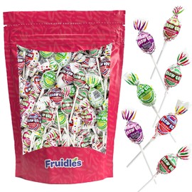 Fruidles Bubble Gum Filled Blow Pop Lollipops Hard Candy Suckers, Assorted Flavors, Individually Wrapped (100-Pack)