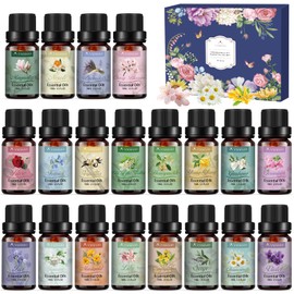 Essential Oils Set, 20 x 10 ml Essential Oils for Diffuser, Pure Fragrance Oil Set for Massage Soap, Soap, Scented Candles, Aromatherapy, Candle Making, Small Gifts for Women, Christmas, Birthday