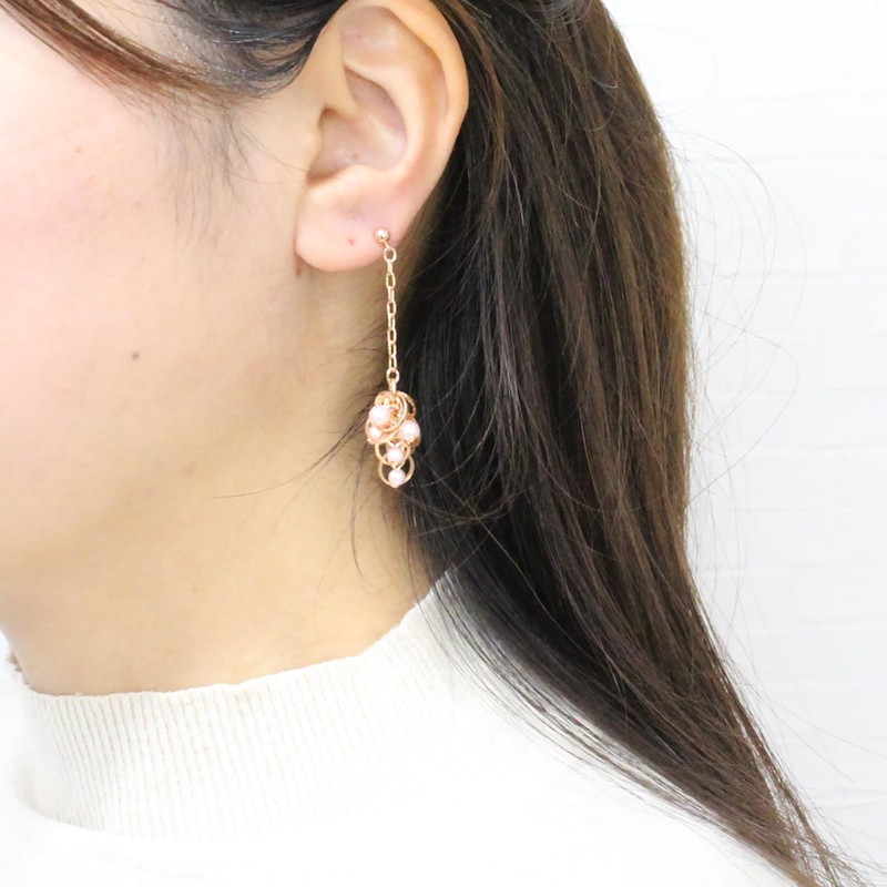 Jewelry Shop M e0050 Simple Women's Ring, Chain, Pearl, White,