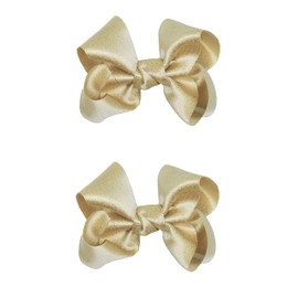 ZOONAI 3 Inch Baby Girl Hair Bows Clips Hairpin Headwear Little Teen Toddler Girls Kids Teens Toddlers Hair Accessories - Set of 2 (Light Gold)