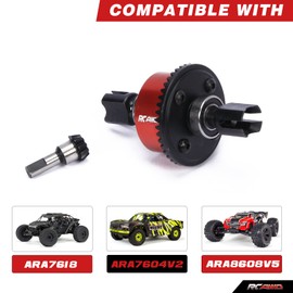 RCAWD Front Rear Diff Combo Set w 40CrMo Main Diff Gear 43T Main Input Gear, 10T Spiral Cut Upgrades for ARRMA 6S 1/7 Fireteam Mojave 6S, 1/8 Kraton Notorious Outcast Talion 6S Part #ARA310957 Red