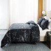 Caressma Black Marble Comforter Set Queen, 3 Pieces Modern Pattern