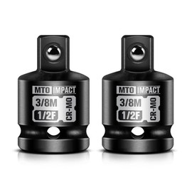 MTO 2-Piece 1/2" Female to 3/8" Male Impact Socket Adapter Set, 1/2" Drive Impact Driver Conversions for Impact Wrench, Chrome Molybdenum Alloy Steel