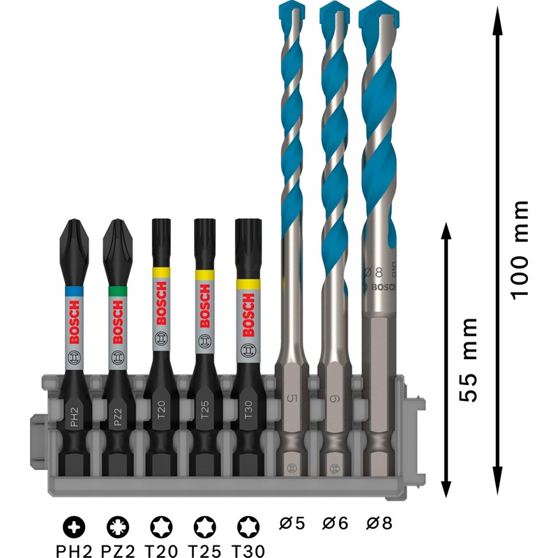 Bosch Professional 2608577144 8-Piece Impact Control Screwdriver Bit and Metal