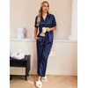 Ekouaer Womens Satin Pajamas Set Button Down Shirts Short Sleeve