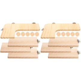 POPETPOP 2 Sets Hamster Toys -Each Includes 1PCS L-Shaped Rat Toys Platform, 3 Straight Boards Hamster Platform & 5 Chinchilla Toys Rattan Balls, Wood Perch Stand with 6 Screws Washers for Bird Perch