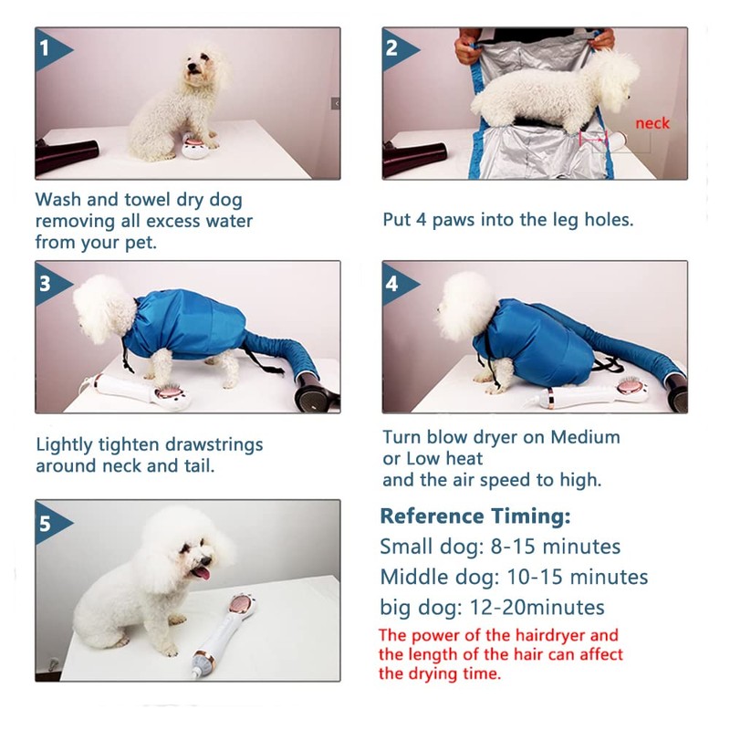 MESINURS Dog Dryer Blower Bag - Pet Shower Bath Hair