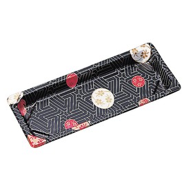 Chuo Kagaku 134049 Bento Containers, Disposable CF Sushi Containers, L, Roll, Flower Pattern, 50 Pieces, Black Gold, Approx. 0.9 x 3.5 x 8.7 inches (2.2 x 9 x 22 cm)