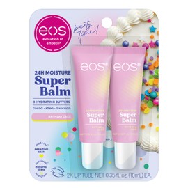 eos 24H Moisture Super Balm - Birthday Cake, Day or Night Lip Treatment, Made for Sensitive Skin, Lip Balms & Moisturizers, 0.35 fl oz, 2-Pack