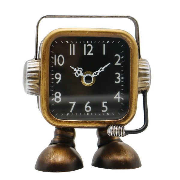 YOUKI Retro Steampunk Style Robot Table Clock,Industrial Style Desk and