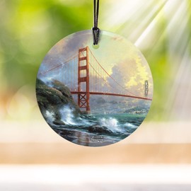Trend Setters Thomas Kinkade - San Francisco - Golden Gate Bridge - 3.5” Starfire Prints Hanging Glass Print Accessory - Ideal Decoration for Gifting and Collecting