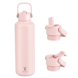 Meoky Insulated Water Bottle for Women: 24 oz Stainless Steel Water Bottle with Straw and Flip Lid for School Bag - Commuters, Blush