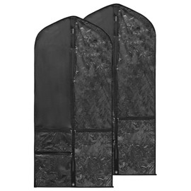 PATIKIL Garment Bags for Dance Costumes, 2 Pack 40x20 Inch Hanging Garment Bag with 4 Pockets Name Tag for Dancing Skating, Black