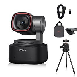 OBSBOT Tiny 2 PTZ 4K - Webcam de 1/1,5" CMOS 4X, Enfoque más rápido, USB 3.0, transmisión de Datos 10 Veces más rápida, Control por Voz, con minitrípo