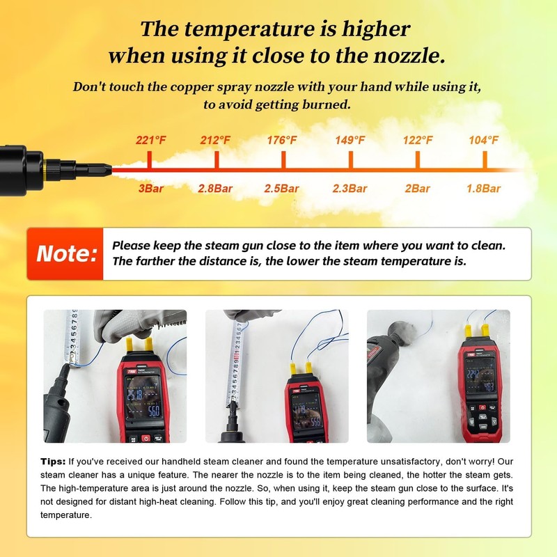 Steam Cleaner, 3-Level Adjustable Handle with 16 Accessories, Portable