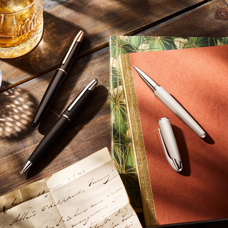 Colibri Equinox Fountain Pen - Brushed Black Steel and Rose