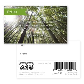 Pass It On Scripture Cards, Praise, 1 Chronicles 16:23, Pack of 25 Inspirational Bible Verse Wallet Cards for Devotional, Bible Study, & Memorization, Small Christian Greetings for Encouragement