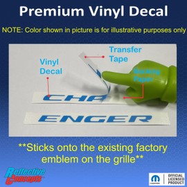 Reflective Concepts Challenger Grille Emblem Overlay Decal - 2015-2023 Challenger (Reflective Gold)
