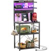 Aheaplus Bakers Rack with Power Outlet, Microwave Stand, 5 Tiers