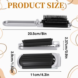 Faltbare Reise Haarbürste, Mini Haarbürste mit Spiegel Tragbare Klappkamm Kleine Detangler Bürste Pocket Reisebürste Kompakte Haarmassage-Kamm Wet Haar Brush für Frauen und Männer (Silber)