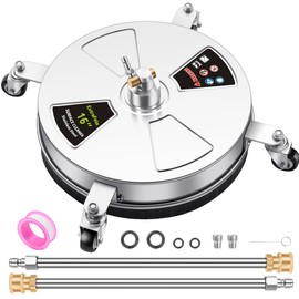 16" Pressure Washer Surface Cleaner Pro with 4 Wheels, Stainless Steel Surface Cleaner for Pressure Washer, 2 Extension Wands, Power Washer Surface Cleaner for Concrete Driveway, 3000 PSI