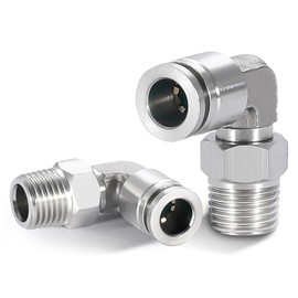Eagles Push to Connect Air Fittings Elbow 6mm Tube OD x 1/4" NPT Male 90° Degree Adapter 304 Stainless Steel Male Elbow Air Union Fitting, Air Line Fittings Push Connectors, 2 Pack, PL6-02