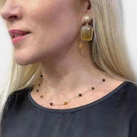 W 22/23 Women's Necklace Gold-Plated Sterling Silver 925 with Amber Balls 4 mm, 45 cm or 50 cm Available Genuine Baltic Amber Jewellery Collection, Sterling Silver Gold amber Sterling silver Gold,