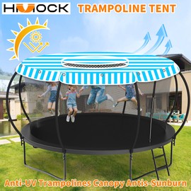 HMOCK Trampoline Shade Cover 14 Ft Round with Air Vent Anti-UV No Standing Water Suitable for 14Ft Round Trampoline Accessories 14ft Blue