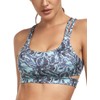 RELLECIGA Women's Blue Leaf Scoop Neck Strappy Cutout Sport Bra