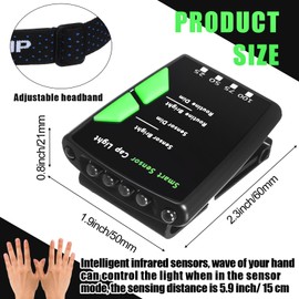 Mudder 4 Pcs Rechargeable Cap Light with Head Strap and USB Cable LED Cap Flashlight Clip Waterproof Ultra Bright Hat Flashlight Headlamp for Hunting Fishing Camping Hiking Cycling