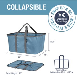 CleverMade Collapsible Fabric Laundry Baskets - Foldable Pop Up Storage Container Organizer Bags - Large Rectangular Space Saving Clothes Hamper Tote with Carry Handles, Pack of 2, Denim