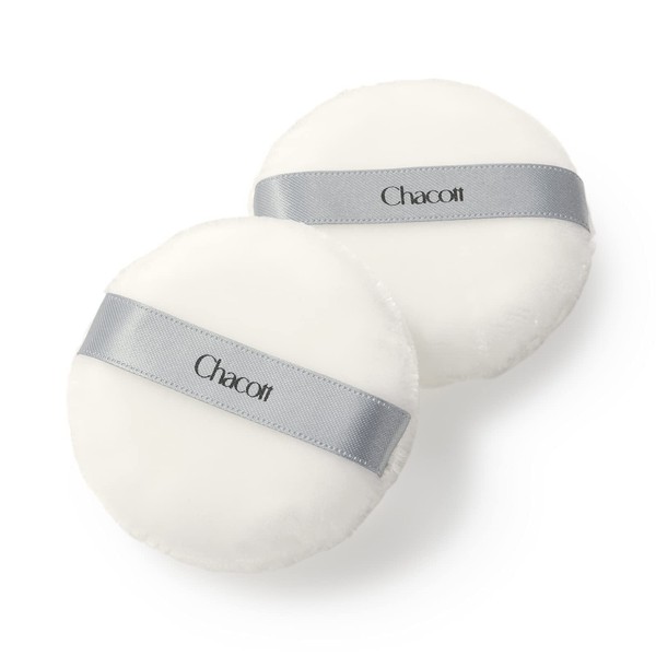 Chacott Chacott Powder Puff, Pack of 2, Round, Diameter Approx. 2.4 inches (60 mm), Plush Material Approx. 0.2 inches (4 mm), White Model Number: 027