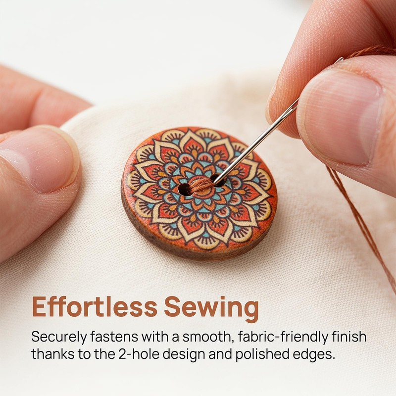 300 Pcs Wooden Buttons for Clothes, 15mm 2 Holes Round