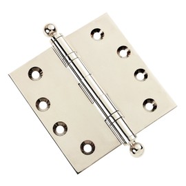 Embassy Door Hinge Solid Brass - 4 x 4 Inch, Heavy Duty, Polished Nickel, Ball Bearings, Rust Resistant Pin, Architectural Designer Grade, Home Improvement, 2 Pack