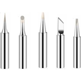 5PCS Soldering Iron Tips - Copper Replacement Welding Tips - Lead Free Solder Tips - Fast Heating & Durable - for DIY Electronic Repairs & Professional Soldering (Silver)