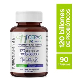 Probióticos Megabiotic 120 Billones con 11 Cepas + Prebióticos - 90 Cápsulas para 90 Días