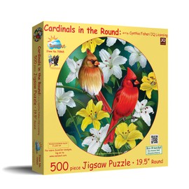 SUNSOUT INC - Cardinals in The Round - 500 pc Round Jigsaw Puzzle by Artist: Cynthie Fisher - Finished Size 19.5" rd - MPN# 70965