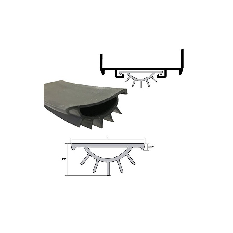 Replacement Black Vinyl Weatherseal for Pemko Bottom Door Shoes for