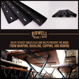 Bidwell Wood & Iron C-Channel Table Brace 2.0 – 40” Hidden Steel Support for Live Edge or Slab Wood Tops – Heavy-Duty 1” Leg Steel Tabletop Stabilizer – Single Piece