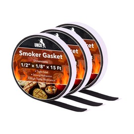 UNCO- Smoker Gasket, 15 Ft, 1/2"X1/8", Grill Gasket, Pack of 3