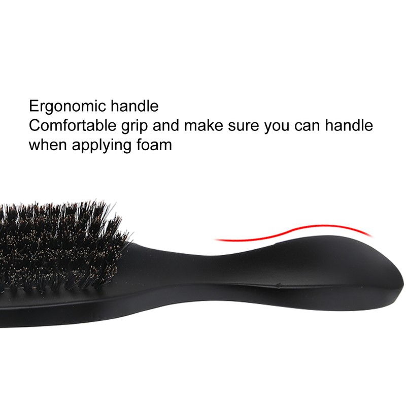 Men Beard Brush Long Handle Hair Cleaning Curved Wooden Mustache