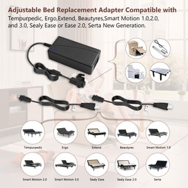 Adjustable Bed Base Power Supply Adapter, Electric Bed replacement parts Power Cord Kit Compatible with adjustable base Ergo, Extend, Sealy Ease and Serta New Generation Electric Bed frame, 13 FT Cord