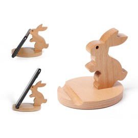 Esoes Animal Cell Phone Stand, Wooden Cell Phone Holder, Desktop Phone Stand, Cute Desktop Phone Holder, Animal Tablet Holder, Smartphone Stand, Creative Table Decoration (Rabbit)