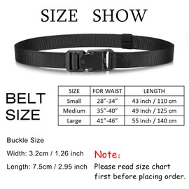 NVKIC - Cinturones de nailon de 1 pulgada de ancho para hombre, hebilla magnética de liberación rápida, cinturón de golf ligero y delgado, Azul oscuro, Large-For Waist 41"-46" (;Length:55")