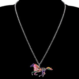 DUOWEI Cute Enamel Horse Necklace Pendant Charms Horse Gifts for Women Girls Horse Lovers, enamel, No Gemstone