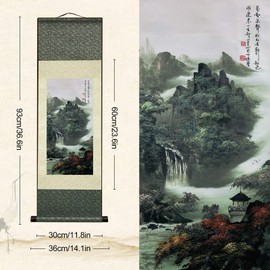 FOVNOT Asian Decoration Murale, Beautiful Paintings Chinese Wall Art Aesthetic Room Decor Wall Hanging Wall Decor Painting Scroll