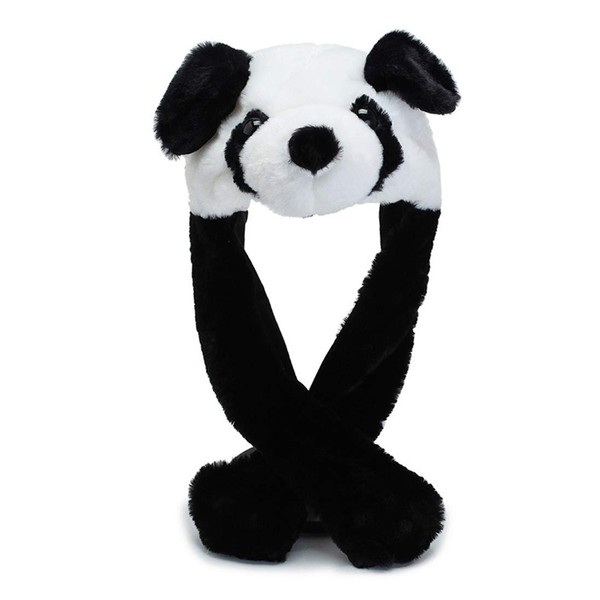 dressfan Cute Plush Panda Ear Hat Cap Hat Funny Toy Birthday Gift With Moving Ears Cosplay Costume Accessory Girls Women Boys Children, white and black
