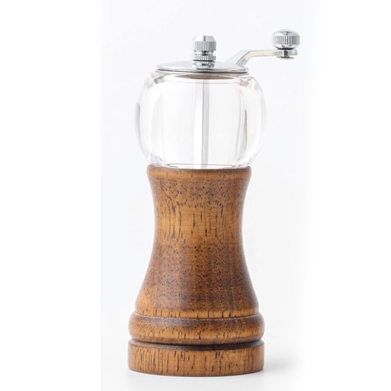 Hand Spice Grinder Peper Mill Vintage Adjustable Coarseness Wood Acrylic