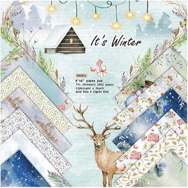 Sunch Craft 24 Sheets 6'' x 6'' Christmas Scrapbook Paper Winter Theme One Sided Cardstock for DIY Card Making Patterned Decorative Paper (it is winter)