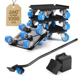 Heavy Duty Furniture Moving Tool Set, Supports up to 1000 Pounds, 5 Wheel Metal Furniture Mover, Furniture Dolly, Appliance Furniture Sliders with Wheels, Furniture Lifter Tool (Blue, 4.3" x4.3")